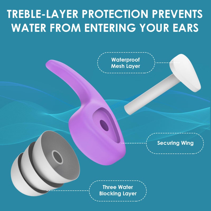 QQJOYCCI Swimming Ear Plugs for Kids  3 Pairs Waterproof Reusable Silicone Swim Ear Plugs for Pool Bath Showering Surfing for 4-12 Years Olds Children - Image 3